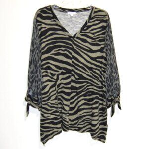 Westbound Woman Women’s Animal Print 3/4 Sleeve V-Neck Pull Over Top – Size: 2X